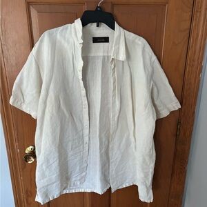 Tasso Elba cream XL short sleeve linen button up shirt